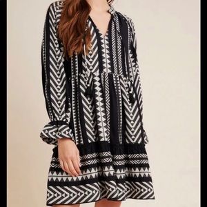 Anthropologie Black White Dominique Tunic Short Casual Dress